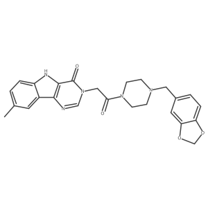 Cc1ccc2[nH]c3c(=O)n(CC(=O)N4CCN(Cc5ccc6c(c5)OCO6)CC4)cnc3c2c1结构式