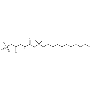 2-Hydroxy-3-((((2-methyltridecan-2-yl)oxy)carbonyl)amino)propane-1-sulfonic acid结构式
