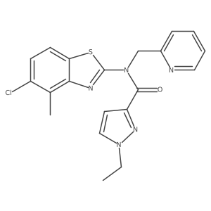 N-(5-chloro-4-methylbenzo[d]thiazol-2-yl)-1-ethyl-N-(pyridin-2-ylmethyl)-1H-pyrazole-3-carboxamide结构式