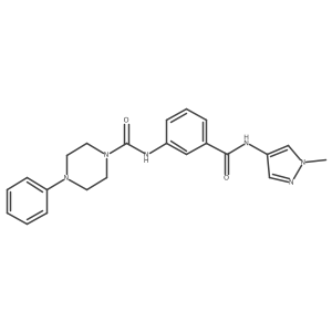 N-{3-[(1-methyl-1H-pyrazol-4-yl)carbamoyl]phenyl}-4-phenylpiperazine-1-carboxamide结构式
