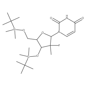 1-[(2R,3R,4R,5R)-4-[tert-butyl(dimethyl)silyl]oxy-5-[[tert-butyl(dimethyl)silyl]oxymethyl]-3-fluoro-3-methyl-tetrahydrofuran-2-yl]pyrimidine-2,4-dione Structure