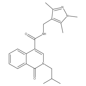 2-isobutyl-1-oxo-N-[(1,3,5-trimethyl-1H-pyrazol-4-yl)methyl]-1,2-dihydro-4-isoquinolinecarboxamide结构式