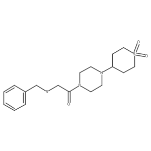 2-(benzylthio)-1-(4-(1,1-dioxidotetrahydro-2H-thiopyran-4-yl)piperazin-1-yl)ethanone Structure