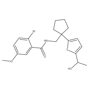 2-bromo-N-((1-(5-(1-hydroxyethyl)thiophen-2-yl)cyclopentyl)methyl)-5-methoxybenzamide结构式