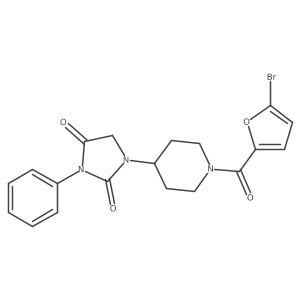 1-(1-(5-Bromofuran-2-carbonyl)piperidin-4-yl)-3-phenylimidazolidine-2,4-dione Structure