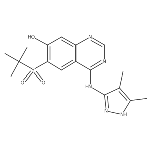 6-(tert-butylsulfonyl)-4-((4,5-dimethyl-1H-pyrazol-3-yl)amino)quinazolin-7-ol结构式