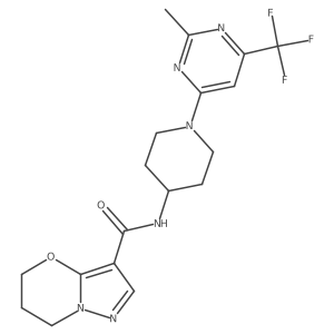 N-{1-[2-methyl-6-(trifluoromethyl)pyrimidin-4-yl]piperidin-4-yl}-5H,6H,7H-pyrazolo[3,2-b][1,3]oxazine-3-carboxamide结构式