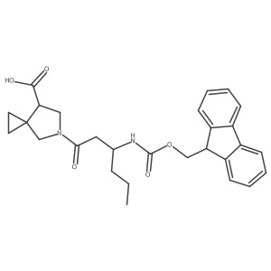 5-[(3S)-3-({[(9H-fluoren-9-yl)methoxy]carbonyl}amino)hexanoyl]-5-azaspiro[2.4]heptane-7-carboxylic acid Structure