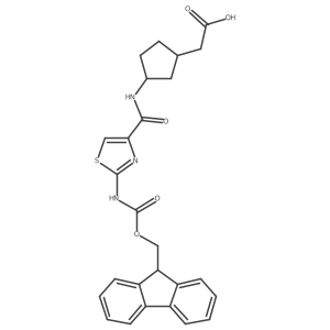 2-{3-[2-({[(9H-fluoren-9-yl)methoxy]carbonyl}amino)-1,3-thiazole-4-amido]cyclopentyl}acetic acid结构式