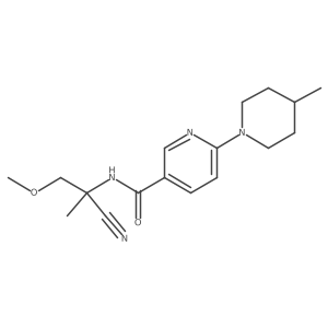 N-(1-cyano-2-methoxy-1-methylethyl)-6-(4-methylpiperidin-1-yl)pyridine-3-carboxamide结构式