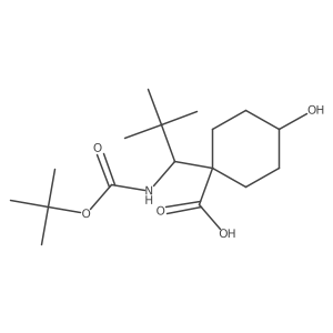 1-(1-{[(Tert-butoxy)carbonyl]amino}-2,2-dimethylpropyl)-4-hydroxycyclohexane-1-carboxylic acid结构式