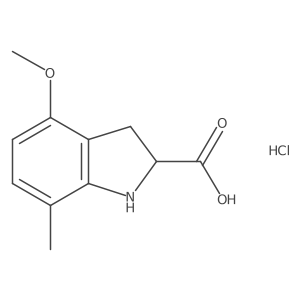 4-Methoxy-7-methyl-2,3-dihydro-1H-indole-2-carboxylic acid;hydrochloride结构式