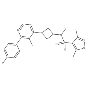 N-{1-[5-fluoro-6-(4-fluorophenyl)pyrimidin-4-yl]azetidin-3-yl}-N,3,5-trimethyl-1H-pyrazole-4-sulfonamide Structure