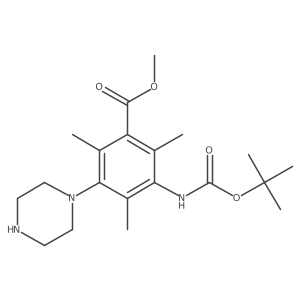 Methyl 3-{[(tert-butoxy)carbonyl]amino}-2,4,6-trimethyl-5-(piperazin-1-yl)benzoate结构式