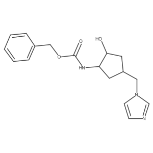 rac-benzyl N-[(1R,2R)-2-hydroxy-4-[(1H-imidazol-1-yl)methyl]cyclopentyl]carbamate结构式