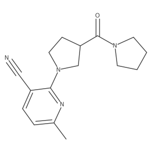 6-Methyl-2-[3-(pyrrolidine-1-carbonyl)pyrrolidin-1-yl]pyridine-3-carbonitrile结构式