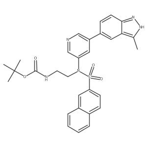 [2-[[5-(3-Methyl-1H-indazol-5-yl)-3-pyridinyl](2-naphthalenylsulfonyl)amino]ethyl]carbamic acid 1,1-dimethylethyl ester结构式