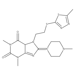 1,3-dimethyl-8-(4-methylpiperazin-1-ium-1-ylidene)-7-[2-[(5-methyl-1,3,4-thiadiazol-2-yl)sulfanyl]ethyl]-5H-purine-2,6-dione结构式