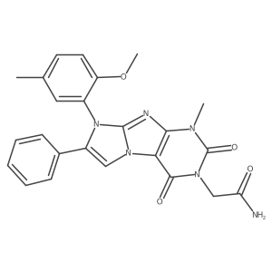 2-(8-(2-methoxy-5-methylphenyl)-1-methyl-2,4-dioxo-7-phenyl-1H-imidazo[2,1-f]purin-3(2H,4H,8H)-yl)acetamide结构式