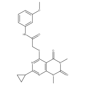2-((2-cyclopropyl-6,8-dimethyl-5,7-dioxo-5,6,7,8-tetrahydropyrimido[4,5-d]pyrimidin-4-yl)thio)-N-(3-methoxyphenyl)acetamide Structure