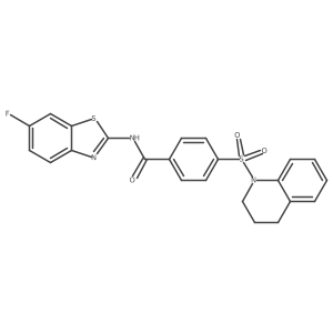 4-(3,4-dihydroquinolin-1(2H)-ylsulfonyl)-N-(6-fluorobenzo[d]thiazol-2-yl)benzamide结构式