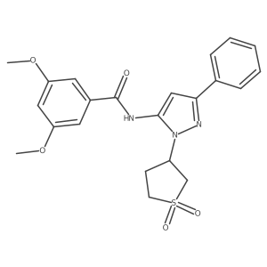 N-(1-(1,1-dioxidotetrahydrothiophen-3-yl)-3-phenyl-1H-pyrazol-5-yl)-3,5-dimethoxybenzamide结构式
