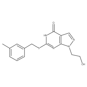 1-(2-hydroxyethyl)-6-((3-methylbenzyl)thio)-1H-pyrazolo[3,4-d]pyrimidin-4(5H)-one结构式