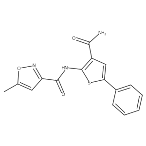 N-(3-carbamoyl-5-phenylthiophen-2-yl)-5-methylisoxazole-3-carboxamide结构式