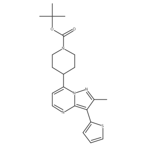 Tert-butyl 4-(2-methyl-3-(thiophen-2-yl)pyrazolo[1,5-a]pyrimidin-7-yl)piperidine-1-carboxylate结构式