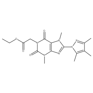 ethyl [3,7-dimethyl-2,6-dioxo-8-(3,4,5-trimethyl-1H-pyrazol-1-yl)-2,3,6,7-tetrahydro-1H-purin-1-yl]acetate结构式
