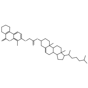 (3beta)-cholest-5-en-3-yl [(4-methyl-6-oxo-7,8,9,10-tetrahydro-6H-benzo[c]chromen-3-yl)oxy]acetate Structure