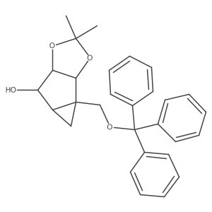 (3AR,3bR,4aS,5S,5aS)-2,2-dimethyl-3b-((trityloxy)methyl)hexahydrocyclopropa[3,4]cyclopenta[1,2-d][1,3]dioxol-5-ol Structure