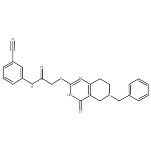 2-((6-benzyl-4-oxo-3,4,5,6,7,8-hexahydropyrido[4,3-d]pyrimidin-2-yl)thio)-N-(3-cyanophenyl)acetamide结构式