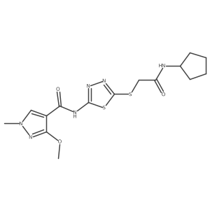 N-(5-((2-(cyclopentylamino)-2-oxoethyl)thio)-1,3,4-thiadiazol-2-yl)-3-methoxy-1-methyl-1H-pyrazole-4-carboxamide Structure