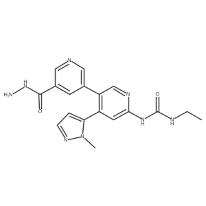 1-Ethyl-3-[5-[5-(hydrazinecarbonyl)pyridin-3-yl]-4-(2-methylpyrazol-3-yl)pyridin-2-yl]urea结构式