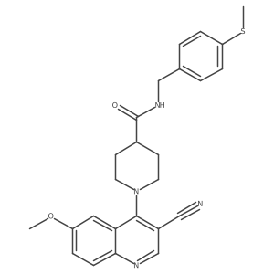 1-(3-cyano-6-methoxyquinolin-4-yl)-N-{[4-(methylsulfanyl)phenyl]methyl}piperidine-4-carboxamide结构式