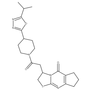3-(2-(4-(5-isopropyl-1,3,4-oxadiazol-2-yl)piperidin-1-yl)-2-oxoethyl)-2,3,7,8-tetrahydrocyclopenta[d]thiazolo[3,2-a]pyrimidin-5(6H)-one结构式