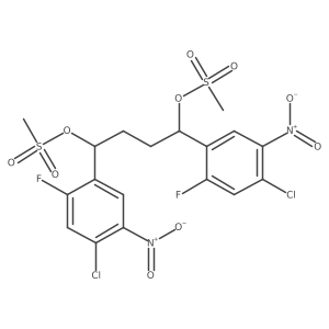 (1S,4S)-1,4-bis(4-chloro-2-fluoro-5-nitrophenyl)butane-1,4-diyl dimethanesulfonate结构式