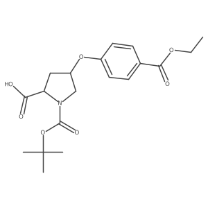 (2S,4S)-1-(tert-Butoxycarbonyl)-4-[4-(ethoxy-carbonyl)phenoxy]-2-pyrrolidinecarboxylic acid Structure
