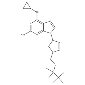 9-((1R,4S)-4-(((tert-butyldimethylsilyl)oxy)methyl)cyclopent-2-en-1-yl)-N6-cyclopropyl-9H-purine-2,6-diamine结构式