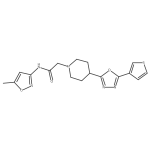 N-(5-methylisoxazol-3-yl)-2-(4-(5-(thiophen-3-yl)-1,3,4-oxadiazol-2-yl)piperidin-1-yl)acetamide结构式