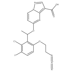 5-[1-[6-(2-Azidoethoxy)-2-chloro-3-fluorophenyl]ethoxy]pyrazolo[1,5-a]pyrimidine-3-carboxylic acid结构式