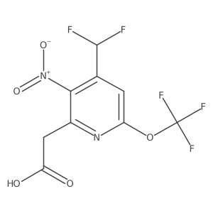 2-(4-(Difluoromethyl)-3-nitro-6-(trifluoromethoxy)pyridin-2-yl)acetic acid Structure