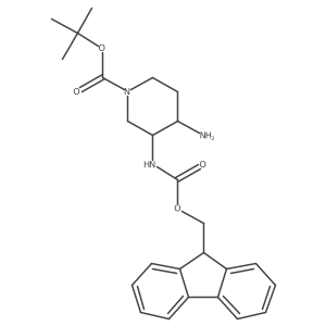 tert-Butyl 3-((((9H-fluoren-9-yl)methoxy)carbonyl)amino)-4-aminopiperidine-1-carboxylate结构式