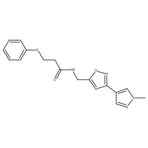 N-{[3-(1-methyl-1H-pyrazol-4-yl)-1,2,4-oxadiazol-5-yl]methyl}-3-(phenylsulfanyl)propanamide结构式