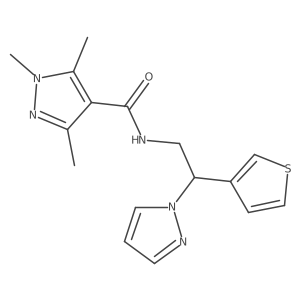 N-(2-(1H-pyrazol-1-yl)-2-(thiophen-3-yl)ethyl)-1,3,5-trimethyl-1H-pyrazole-4-carboxamide结构式