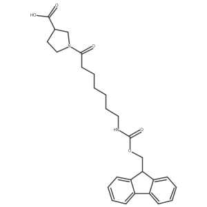 1-[7-({[(9H-fluoren-9-yl)methoxy]carbonyl}amino)heptanoyl]pyrrolidine-3-carboxylic acid Structure