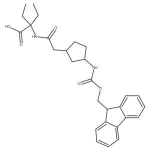 rac-2-ethyl-2-{2-[(1R,3S)-3-({[(9H-fluoren-9-yl)methoxy]carbonyl}amino)cyclopentyl]acetamido}butanoic acid结构式