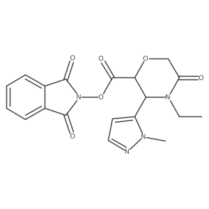 rac-1,3-dioxo-2,3-dihydro-1H-isoindol-2-yl (2R,3S)-4-ethyl-3-(1-methyl-1H-pyrazol-5-yl)-5-oxomorpholine-2-carboxylate结构式