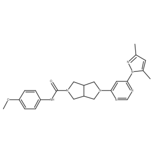 5-[6-(3,5-dimethyl-1H-pyrazol-1-yl)pyrimidin-4-yl]-N-(4-methoxyphenyl)-octahydropyrrolo[3,4-c]pyrrole-2-carboxamide结构式